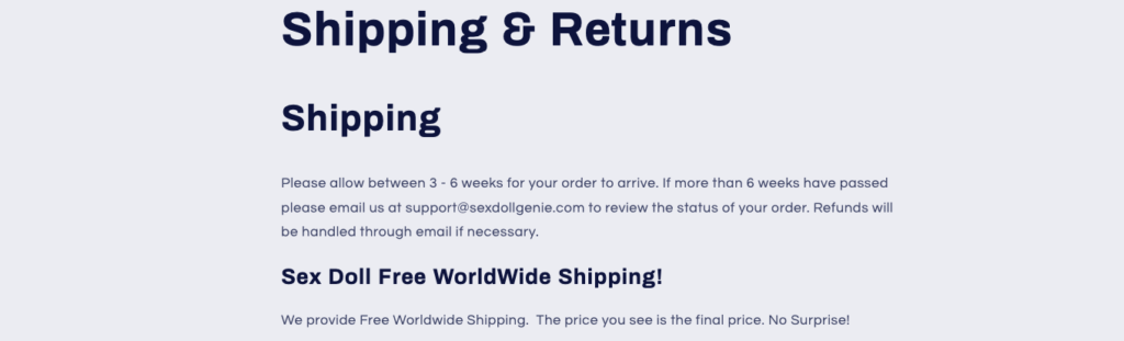 shipping and returns